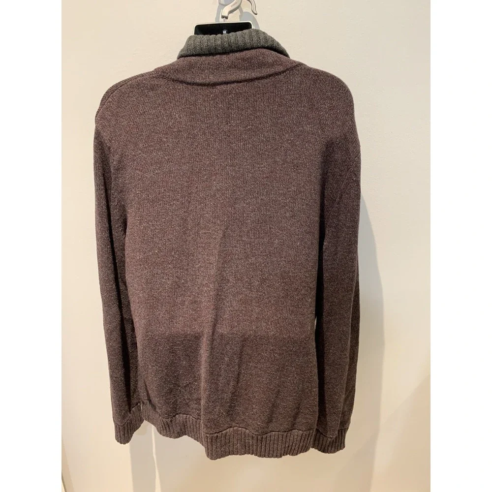 Banana Republic Men's XL cotton‎ Shawl Neck Toggle Button Sweater purple grey